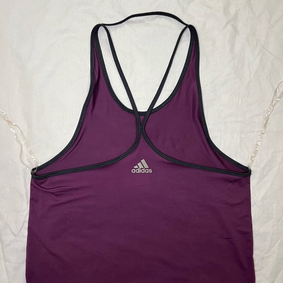 Adidas top women medium spaghetti strap racerback tank purple - Picture 3 of 8